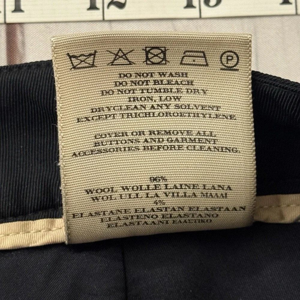 Burberry London Blue Wide Leg Pants Womens Size 6 Wool Sailor Button - Picture 9 of 12